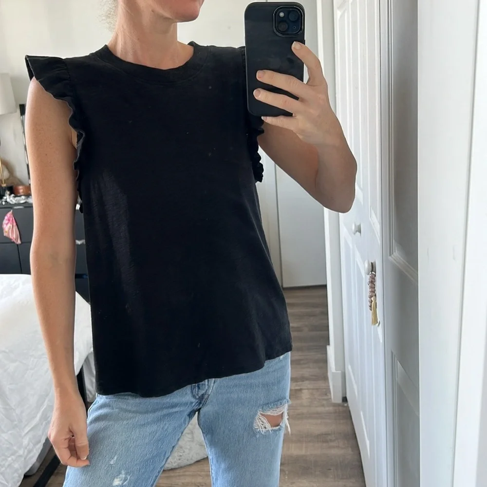 NATION LTD Paulette Tank Reverse Slub In Jet Black L - Picture 9 of 9